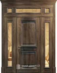 Входная двустворчатая дверь в дом со стеклом №31 внешняя - фото